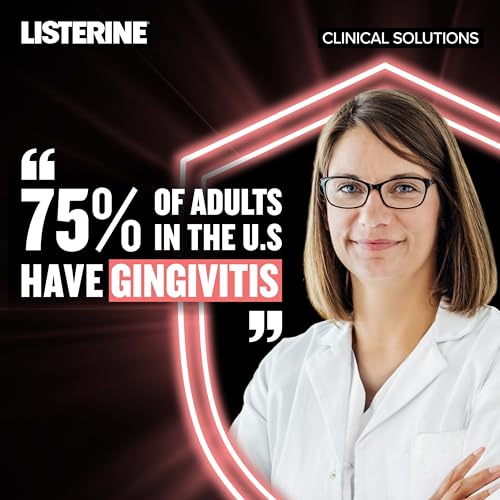 Listerine Clinical Solutions Gum Health Antiseptic Mouthwash, Antigingivitis & Antiplaque Oral Rinse Helps Prevent Buildup & Immediately Kills Germs for Healthier Gums, ICY Mint, 1 L