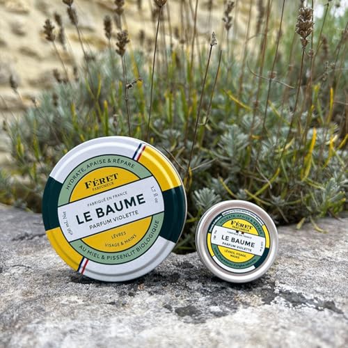 Feret Le Baume Multi-Purpose Balm – Violette – Natural Lip Balm with Shea Butter & Honey – Hydrating Moisturizer for Dry Skin, Lips & Cuticles – Made in France – 50ml / 1.7oz