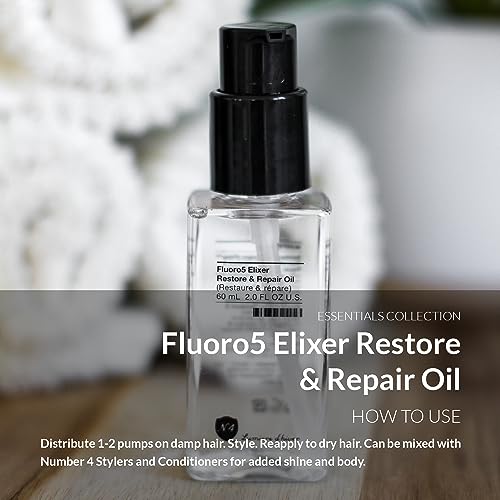 Number 4 Hair Oil, Fluoro5 Elixir Restore & Repair, Anti Frizz Serum for Damaged Hair, 2.0 oz – N4 Hair Care