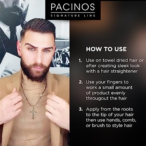 Pacinos SLEEK High Shine Flexible Pomade for Men - Long-Lasting Styling for Medium to Longer Hair - Wet Look with All-Day Hold - 4 oz