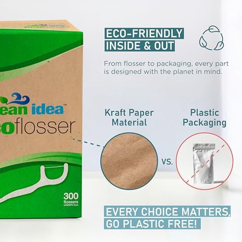 EcoFlossers 300ct, Eco Friendly Flossers for Adults & Kids, Everyday Dental Floss Picks, Easy on Gums Floss Picks for Teeth, Tooth Flossers