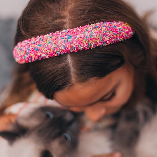 FROG SAC Headband for Girls - Sprinkle Padded Head Bands for Kids, Puffy Toddler Headbands, Little Girl Confetti Hair Band Accessories, Pink Candy Hairbands, Easter Basket Fillers Stocking Stuffers