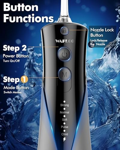 Water Flossers for Teeth - 5 Modes, 6 Flossing Tips, Rechargeable Cordless Portable 300ML Larger Tank Electric Waterflosser Cleaner IPX7 Waterproof Floss Cleaning Teeth Pick for Home Travel