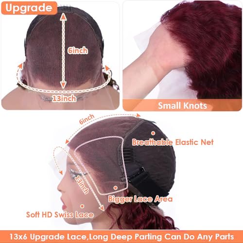 Reddish Brown Lace Front Wigs Human Hair 30 Inch Reddish Brown Curly Lace Front Wig 180 Density 33# Deep Wave 13x6 HD Lace Frontal Wigs Human Hair Pre Plucked for Women Auburn Colored Human Hair wig