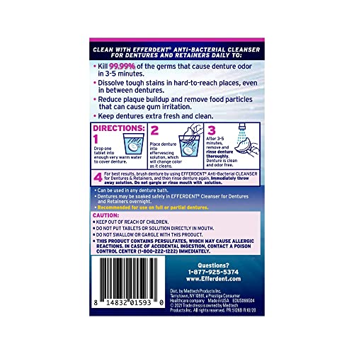 Efferdent Denture Cleanser Tablets, Complete Clean, Tablets, Multicolor, 252 Count
