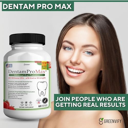 DentamPro Max for Gums and Teeth Health & Fresh Breath - 40 Billion CFU Advanced Oral Probiotics for Mouth Bad Breath, Capsule Supplement (1)