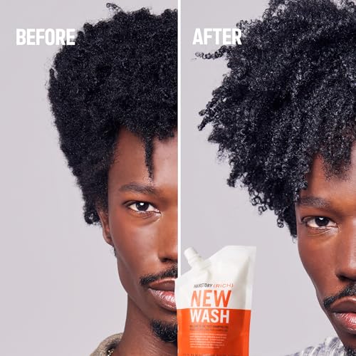 Hairstory New Wash Rich, Ultra-Moisturizing Cleansing Cream for Dry & Thick Hair, Detergent Free Shampoo & Conditioner Alternative, Restores Softness & Shine, 8oz