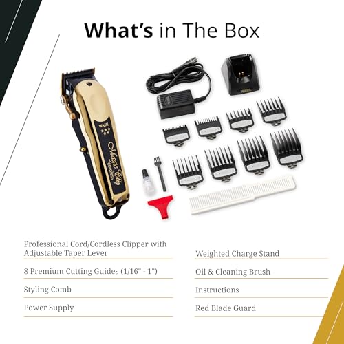Wahl Professional 5 Star Series Cord/Cordless Magic Clip - Full Size Hair Clipper with Precision Blades, Lithium Ion Battery, and 100+ Minute Run Time for Professional Barbers & Stylists