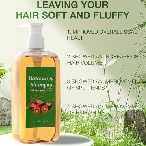 Shampoo De Batana, Rosemary Oil Shampoo,Batana with Rosemary Extract, Para La Caida Del Cabello, Nourishing & Regenerating Hair-Soft and Fluffy for Men & Women