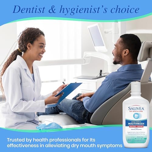 SALIVEA Dry Mouth Mouthwash - Soothing Mint Mouthwash with Natural Salivary Enzymes - Breath Freshener & Dry Mouth Care - Mint Flavor (2 Pack)