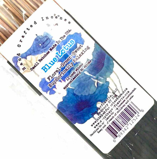 19 Inch JUMBO Blue lotus NATURAL Joss Incense Sticks -10 Pack Handmade