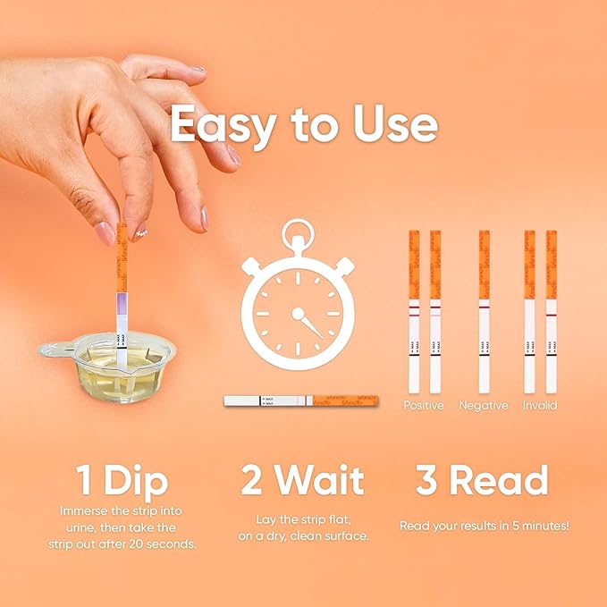 Wondfo Pregnancy Test Strips - HCG Detection 25 MIU/ml, Home Test of Reliable Result - 25 Count
