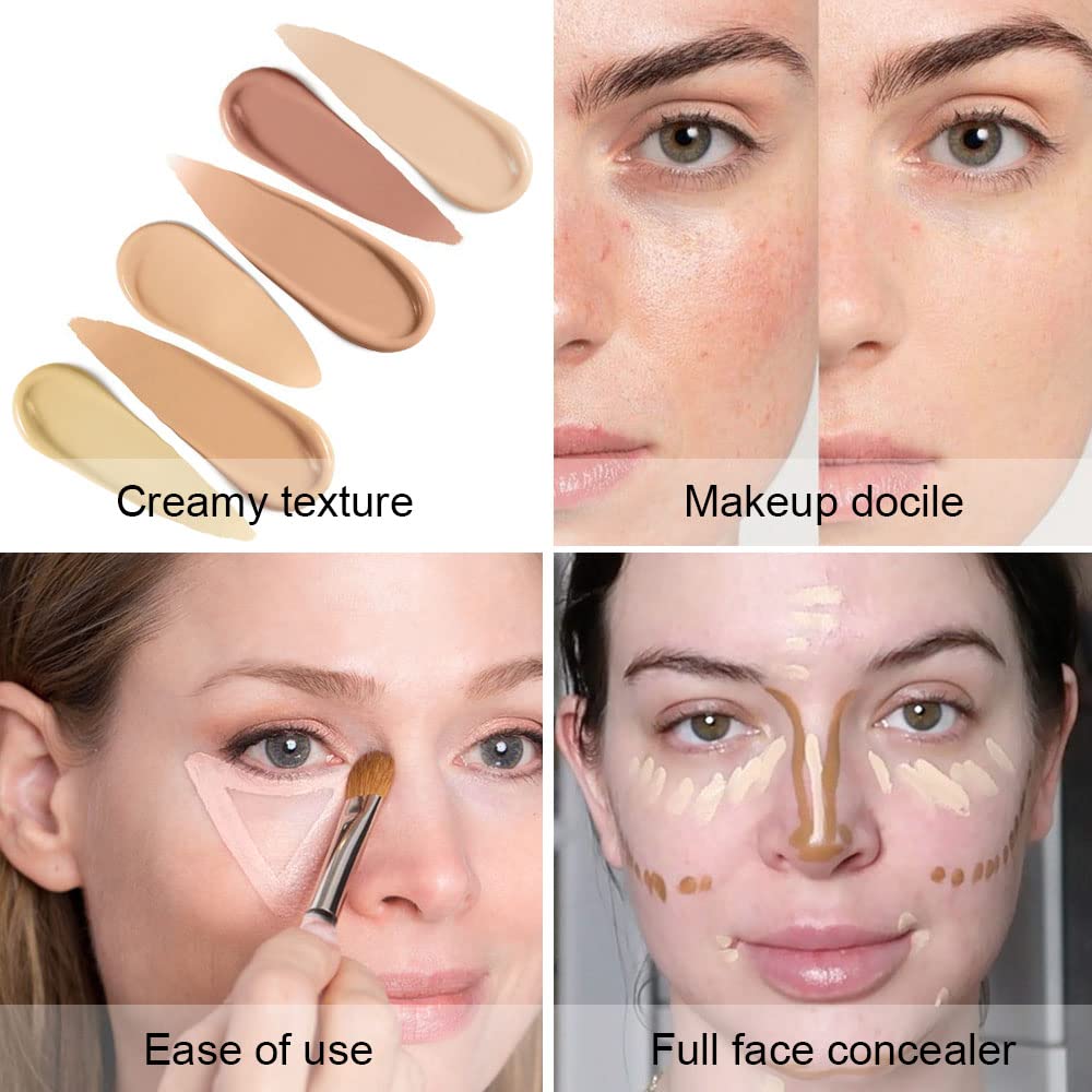 6 Color Correcting Concealer Palette With Concealer Brush, Tattoo Concealer, Cream Contouring Makeup Kit, Corrects Dark Circles Red Marks Scars Light Mediumor creamy concealer A2