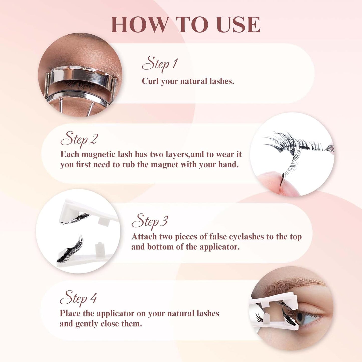GEMERRY Magnetic Eyelashes with Applicator Magnetic Lashes Natural Look Reusable Soft Strip Lashes No Glue No Eyeliner Needed Lash Applicator Tool Kit Easy to Wear and Remove