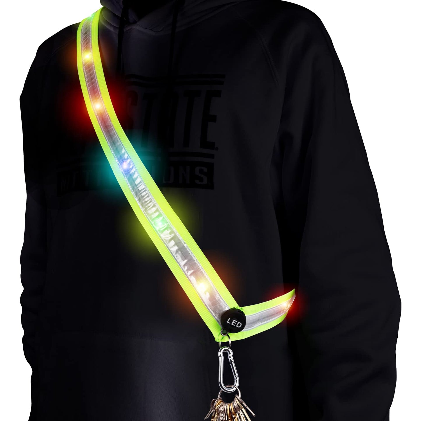 OLIKER LED Night Running Gear High Visibility LED Flashing Sash Outdoor Running Cycling Hiking Jogging Rechargeable Illuminating Gear for Men and Women Night Safety Walking Gear (Green Short Size)