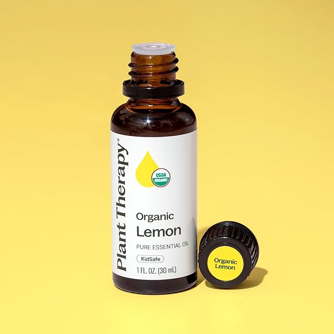 Plant Therapy Organic Lemon Essential Oil 100% Pure, USDA Certified Organic, Undiluted, Natural Aromatherapy, Therapeutic Grade 30 mL (1 oz)