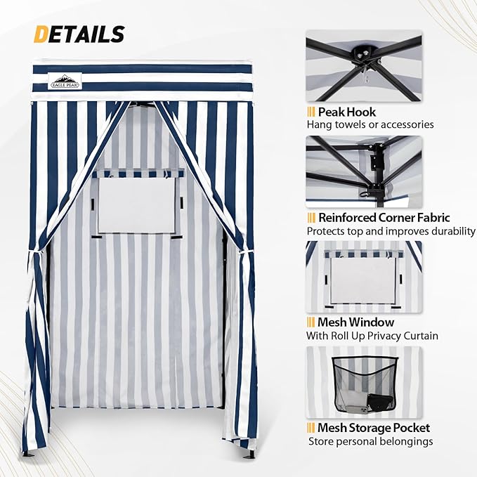 EAGLE PEAK Flex Compact 4x4 Pop-up Canopy Changing Room, Portable Privacy Dressing Room for Indoor Fashion Photoshoots, Camping, or Pool, White/Blue