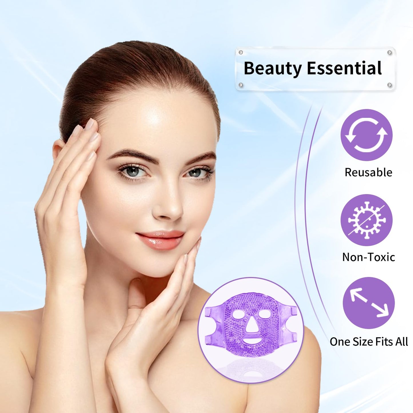Cold Face Eye Masks Ice Face Mask Hot Cold Compress For Dark Circles, Puffiness, Migraines, Headache, Stress, Redness, Cooling Face Masks For Women Man, Skin Care