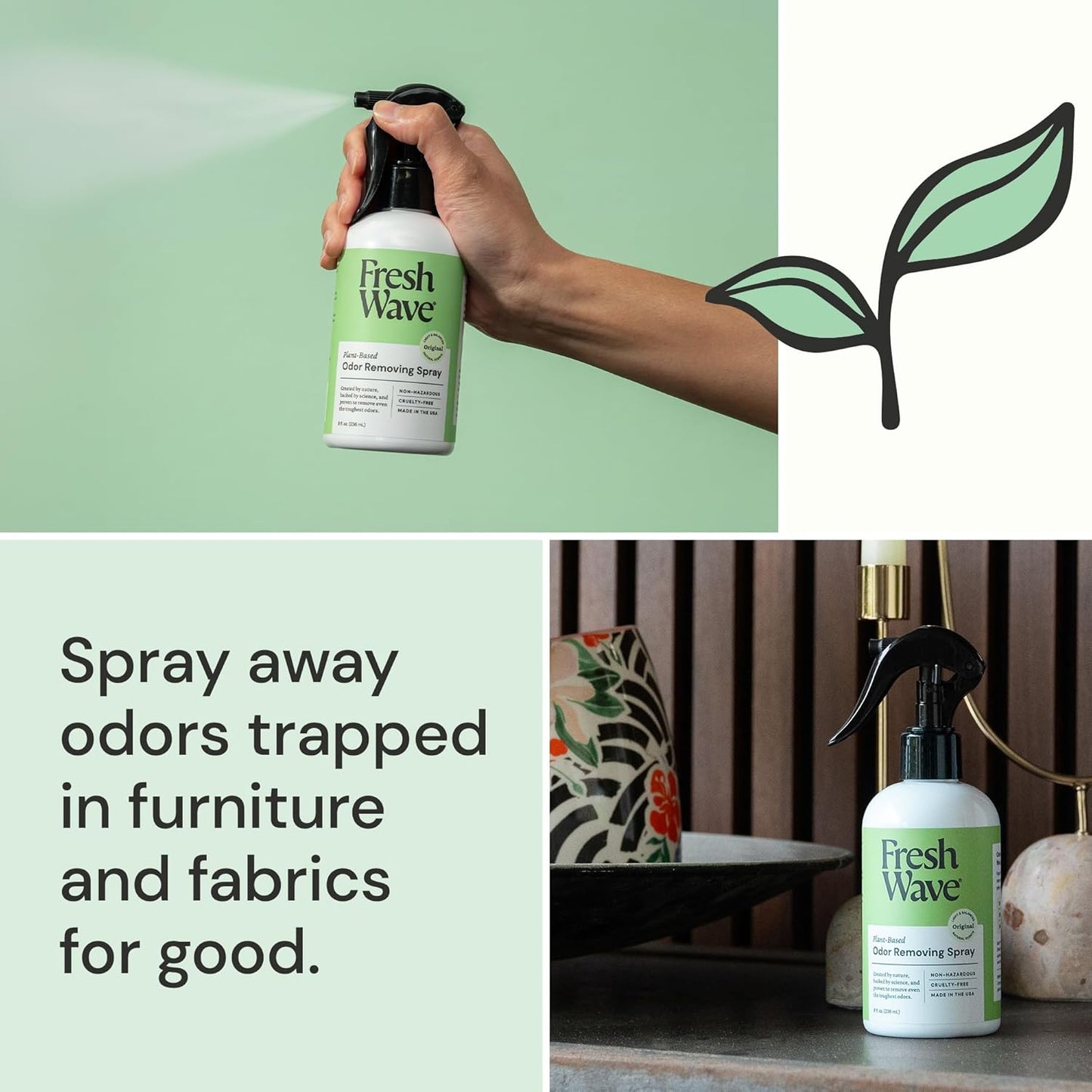 Fresh Wave Original Scent Odor Removing Spray, 8 fl. oz. | Pack of 2 | Odor Absorber for Home, Furniture, Fabrics & Trash | Safer Odor Relief