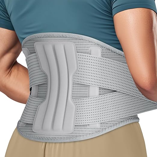 NEENCA Professional Back Brace for Herniated Disc, Lower Back Pain Relief, Lumbar Strain | Adjustable Lumbar Support Belt for Men and Women | Ideal for Work, Lifting, Posture Correction, Sciatica, Scoliosis (Gray, Medium)