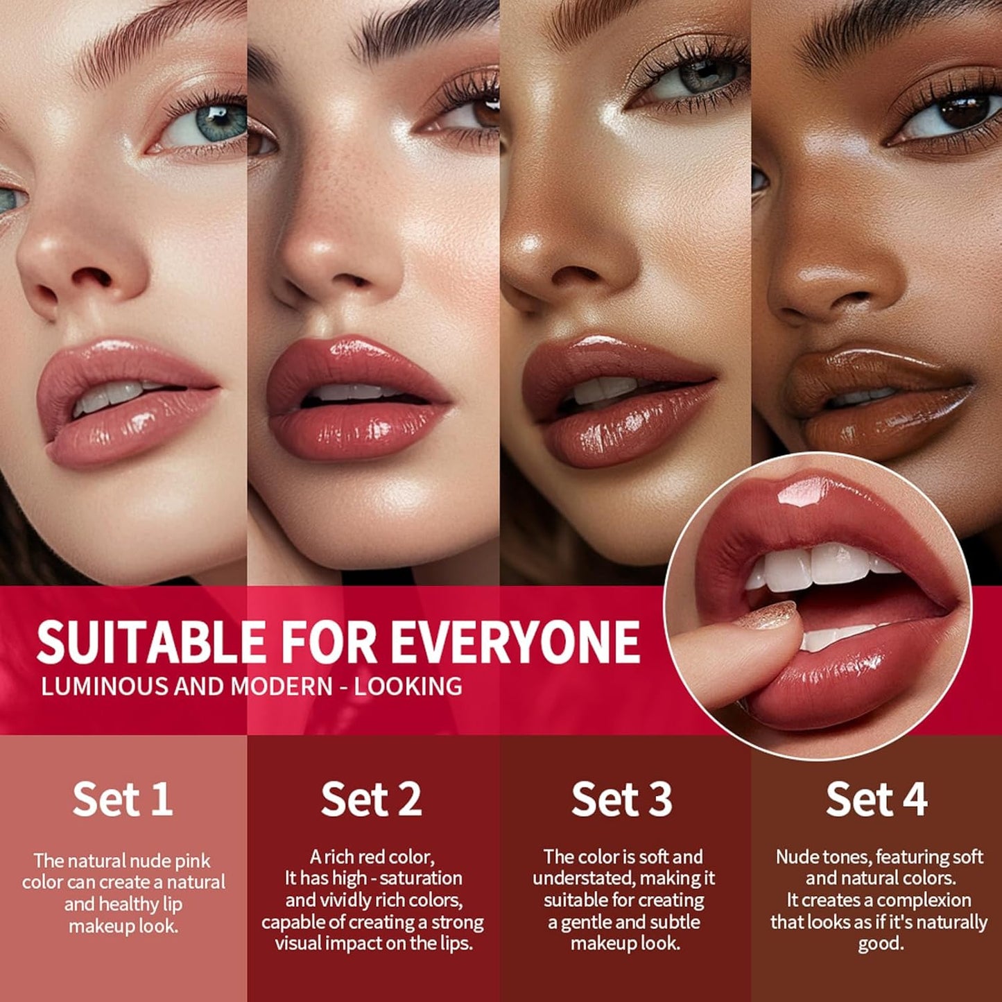 3PCS Lip Liner and Lipstick Combo Set - Matte Lip Liner Pencil, Velvet Matte Lipstick & Hydrating Collagen Lip Gloss - Long-Lasting, Smudge-Proof, High Pigment Nude Brown Lip Makeup Kit (Set 4, 3)