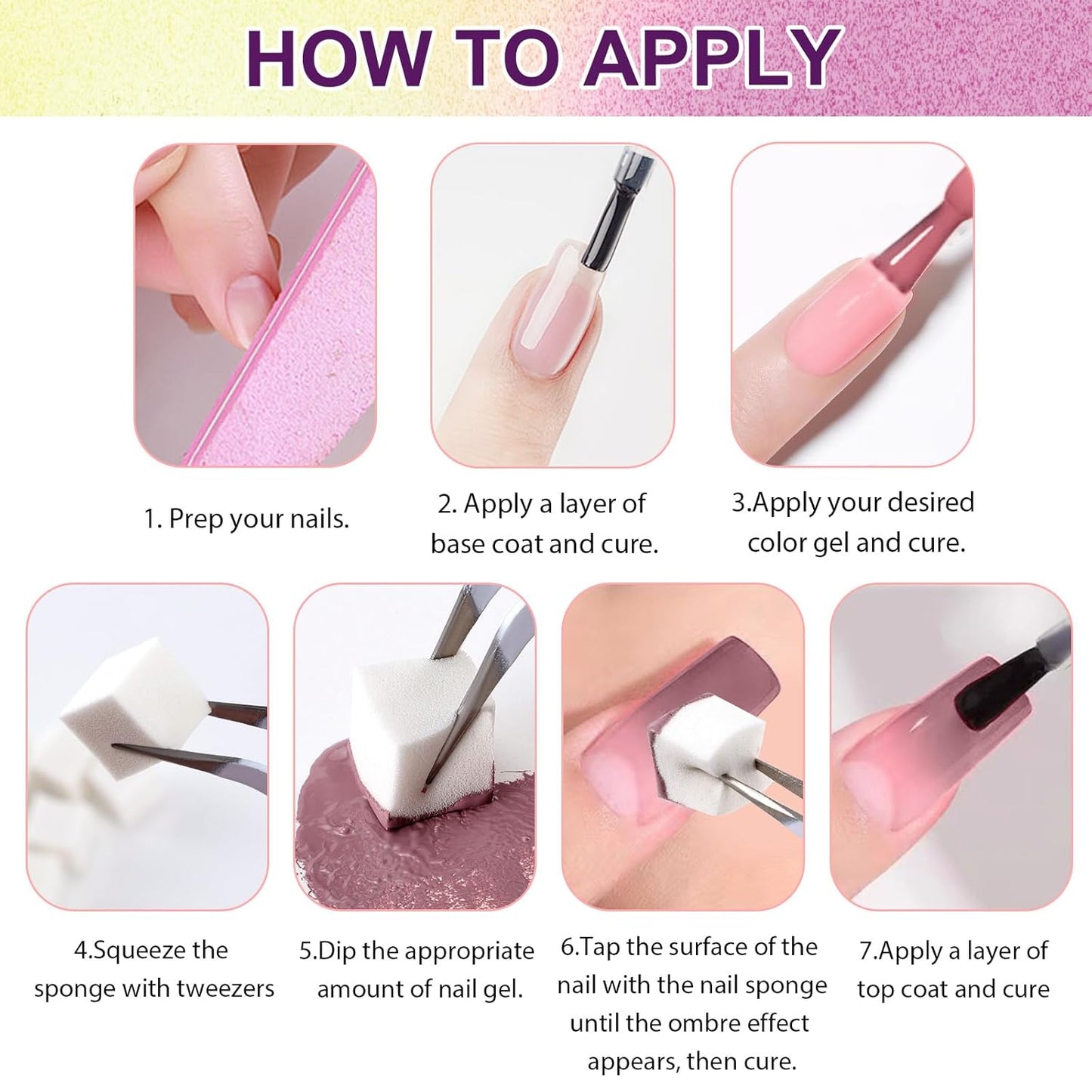 Gradient Painting Gel, 9 Colors Ombre Gel Nail Polish with Dark Red Light Blue Black&White Sponging for Pigment Pat Aura Nails French Manicure Soak Off UV Victorian Oddity