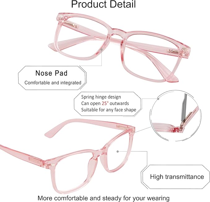 YEIN Bifocal Reading Glasses with Blue Light Blocking Lenses, Bifocal Reader for Women, Vintage Square frame with Spring Hinge (+0.00/+2.00 magnification)