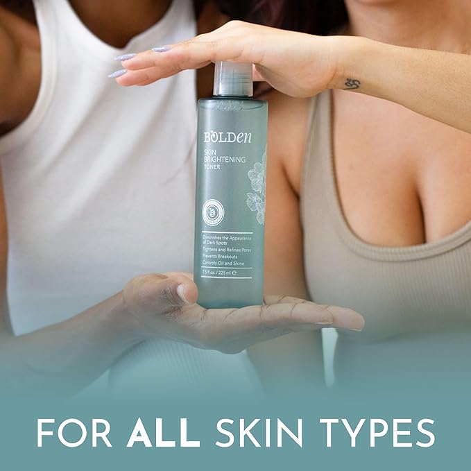 Bolden Skin Brightening Toner for Face - Exfoliating Toner for Oily Skin with AHA Glycolic Acid, Niacinamide & Hyaluronic Acid | Helps Reduce Breakouts, Fade Dark Spots & Refine Pores | 8.0 Fl Oz