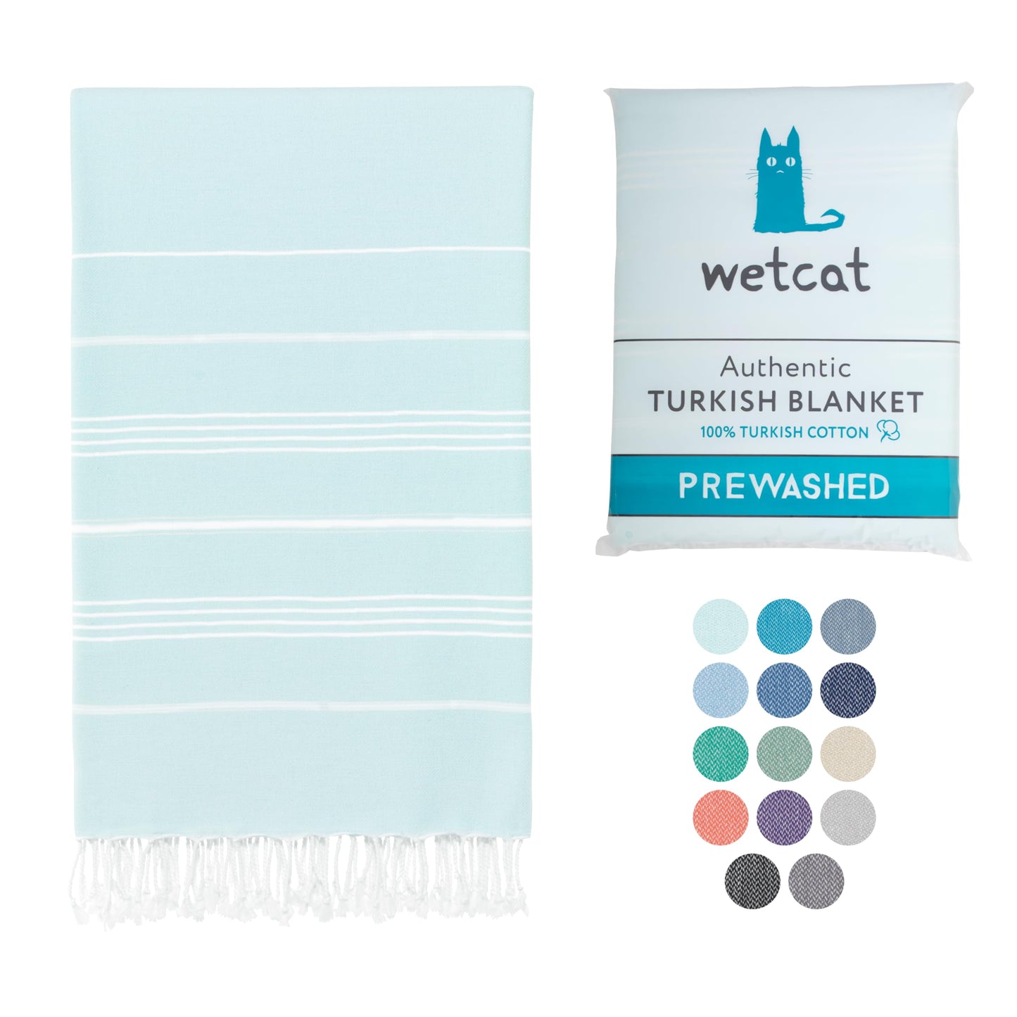 WETCAT Turkish Beach Blanket Sandproof 82x82, Soft 100% Turkish Cotton Blanket, Extra Large Sand Free Picnic Blankets & Beach Essentials – Aqua