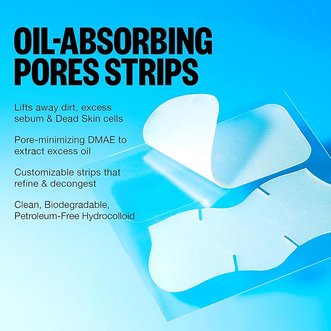 PEACE OUT Skincare Pore Minimizing Strips, Hydrocolloid Pore-Refining Nose and Face Strips with Retinol & Vitamin A to Shrink Enlarged Pores and Remove Blackheads (4 pore and 4 nose strips)