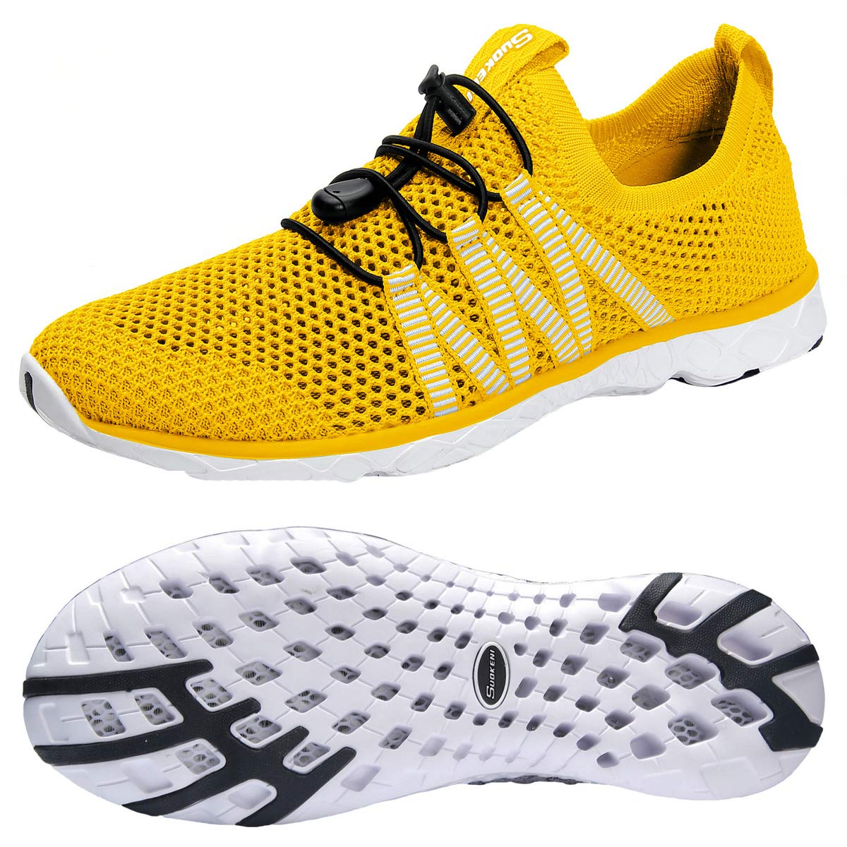SUOKENI Women's Quick Drying Slip On Water Shoes for Beach or Water Sports Yellow,Size:US 7.5/EU 38