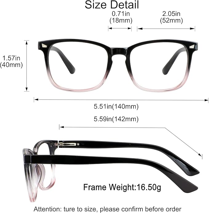 YEIN Bifocal Reading Glasses with Blue Light Blocking Lenses, Bifocal Reader for Women and Men, Vintage Square frame with Spring Hinge (+0.50/+3.00 magnification)