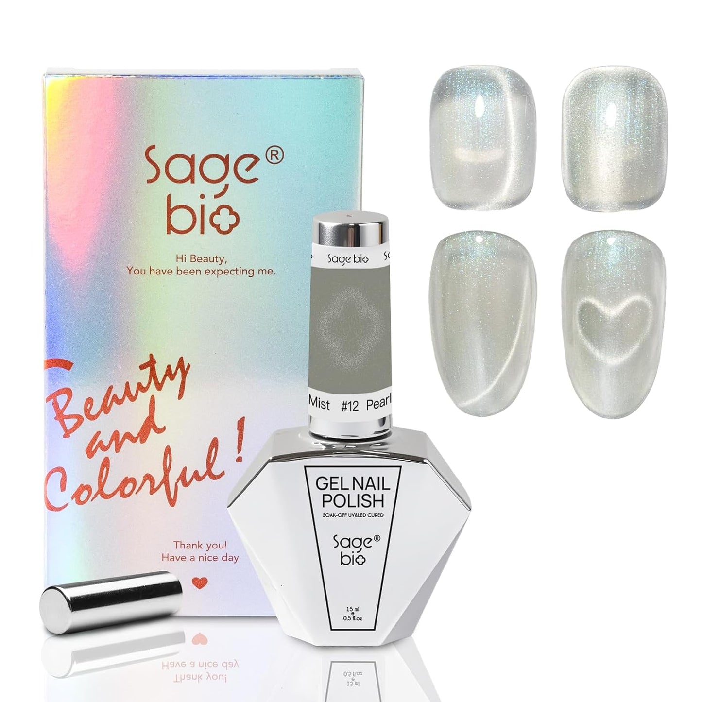 15ml Cat Eye Gel Nail Polish with Magnet Shimmer Glass Bead Effect 08