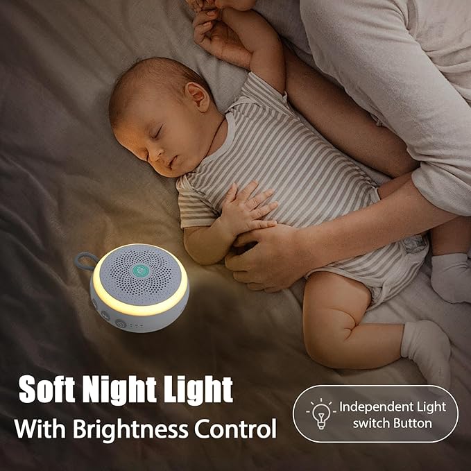 Sound Machine for Baby – White Noise Sound Machine with Night Light for Baby Nursery – Portable Sleep Machine with Rain Sounds, Sleep Music & Relaxing Sleep Aid