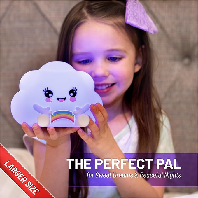 Lumipets Remote Control Silicone Night Light for Kids - Cloud Design with 9 Soft Colors & Sleep Timer - Rechargeable, Battery-Operated Lamp for Bedroom | Baby Nursery, Toddler, Girls, Boys