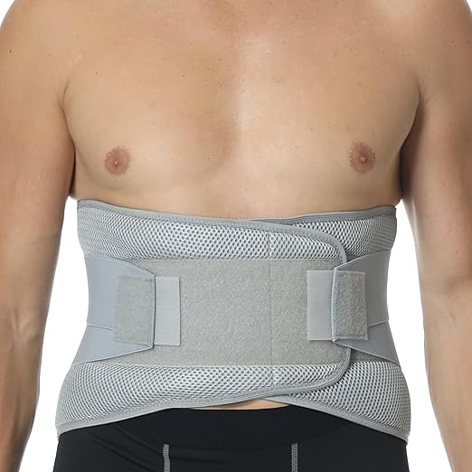 NeoTech Care Adjustable Compression Back Brace Lumbar Support Belt, Grey, Size M