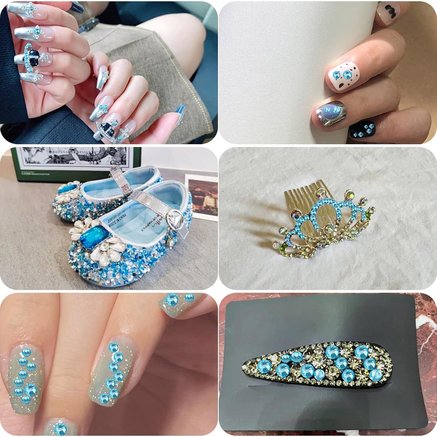 beadsland Flat Back Crystal Rhinestones Round Gems, Aquamarine (3.8-4.0mm) SS16/1440pcs