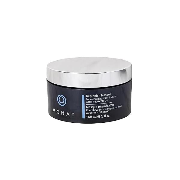 MONAT Replenish™ Masque Infused with Rejuveniqe® - Hair that Deeply Condition Medium to Thick Hair. Hydrating Mask w/Pea Extract & Vegan UV Protectant Net Wt. 148 ml ℮ 5.0 fl. oz.