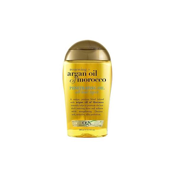 OGX Renewing + Argan Oil of Morocco Penetrating Hair Treatment, Moisturizing & Strengthening Silky for All Types, Paraben-Free, Sulfated-Surfactants Free, 3.3 fl oz